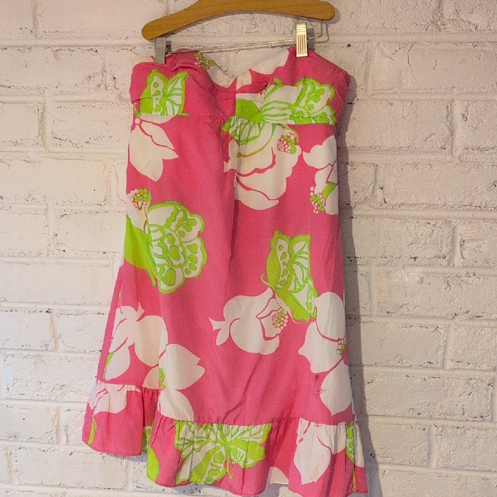 Lilly Pulitzer Vibrant Pink and Green Patterned Dress